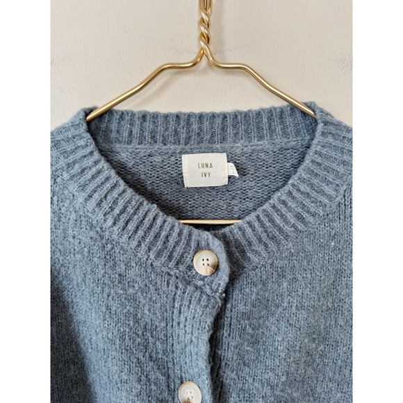 Luna Ivy Blue Teddy Bear Cardigan Sweater L - Picture 5 of 6